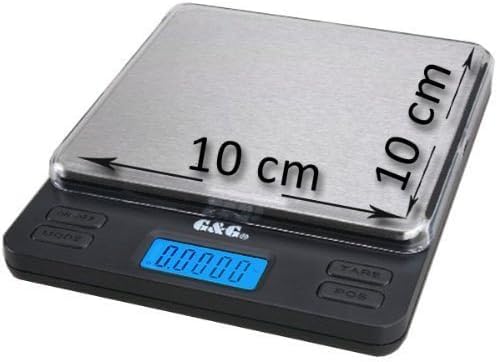 G & G Feinwaage LS 500g/0,01g, Taschenwaage Digitalwaage Briefwaage Extra grosse Wägefläche, 2 Trays