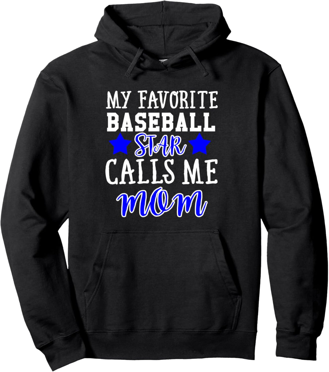 Baseball-Bekleidung Design Baseball Star Calls Me Mom! Pullover Hoodie