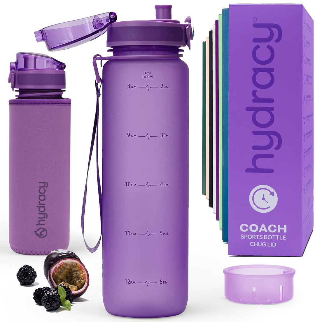 Hydracy Trinkflasche mit Fruchteinsatz - 1L Wasserflasche - BPA-freie Trinkflasche mit Zeitmarkierun