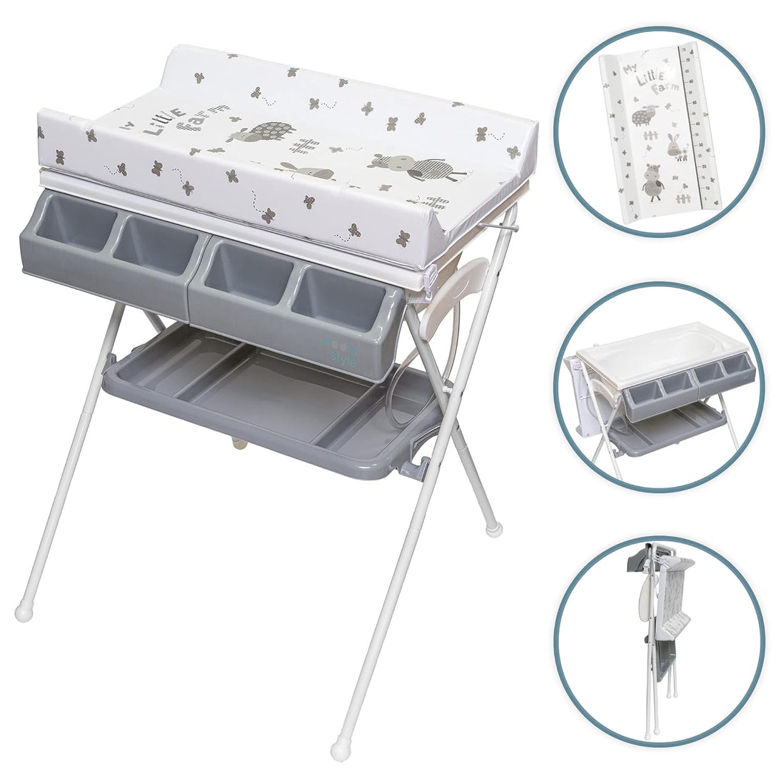 ib style® KOA 2-in-1 Wickeltisch mit Badewanne | mobile Wickelkombination | Klappbar | Grosse Wickel