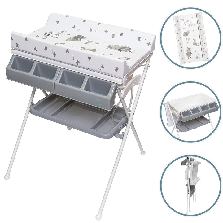 ib style® KOA 2-in-1 Wickeltisch mit Badewanne | mobile Wickelkombination | Klappbar | Grosse Wickel
