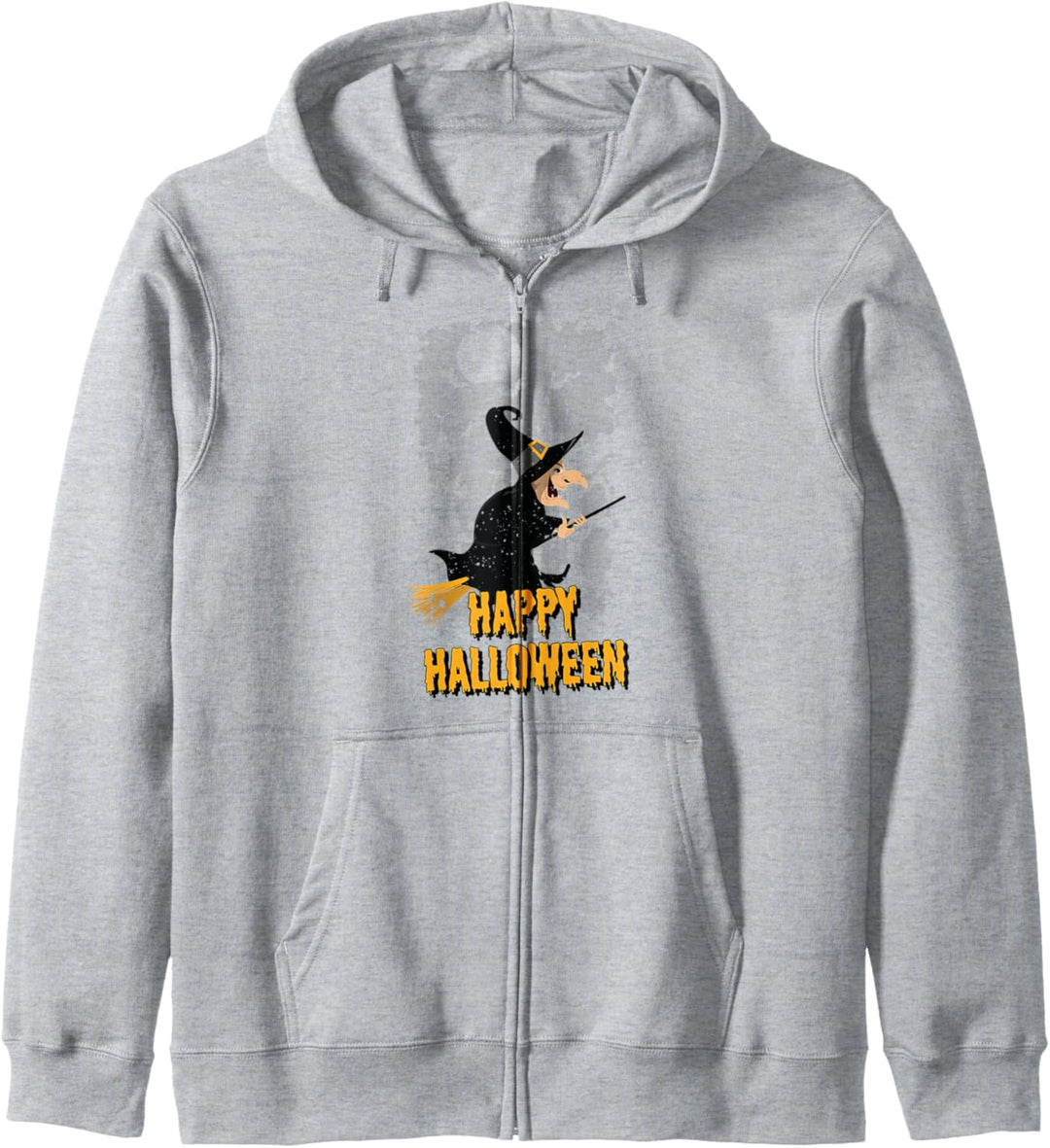 Happy Halloween | Cartoon Hexe auf Besenstiel Vintage Kapuzenjacke