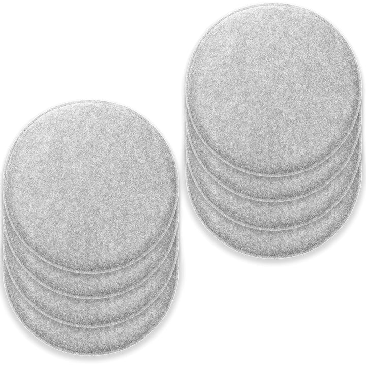 Rubberneck 8er Set rutschfeste Filz Sitzkissen rund, Stuhlkissen mit Antirutsch-Noppen, hellgrau Hel
