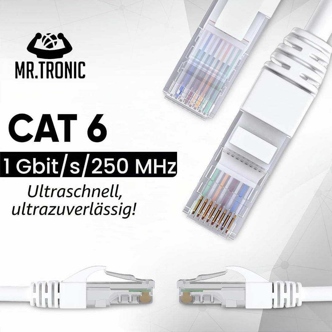 Mr. Tronic 100m Ethernet Netzwerk Netzwerkkabel | Patchkabel | CAT6, CCA, UTP | RJ45 Stecker | LAN K