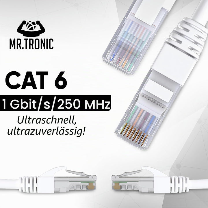Mr. Tronic 100m Ethernet Netzwerk Netzwerkkabel | Patchkabel | CAT6, CCA, UTP | RJ45 Stecker | LAN K