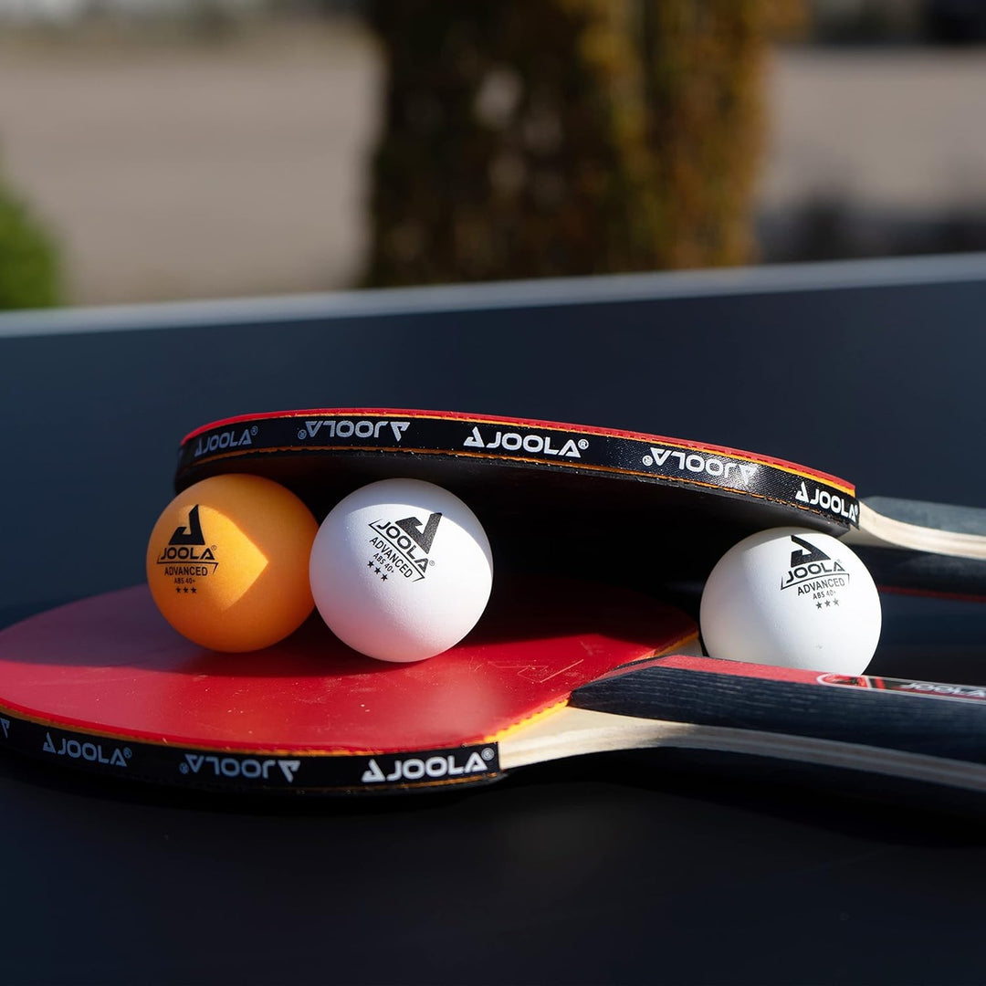 JOOLA Tischtennis Set Rosskopf 2 Tischtennisschläger + 3 Tischtennisbälle 40+mm, rot/schwarz, 5-teil