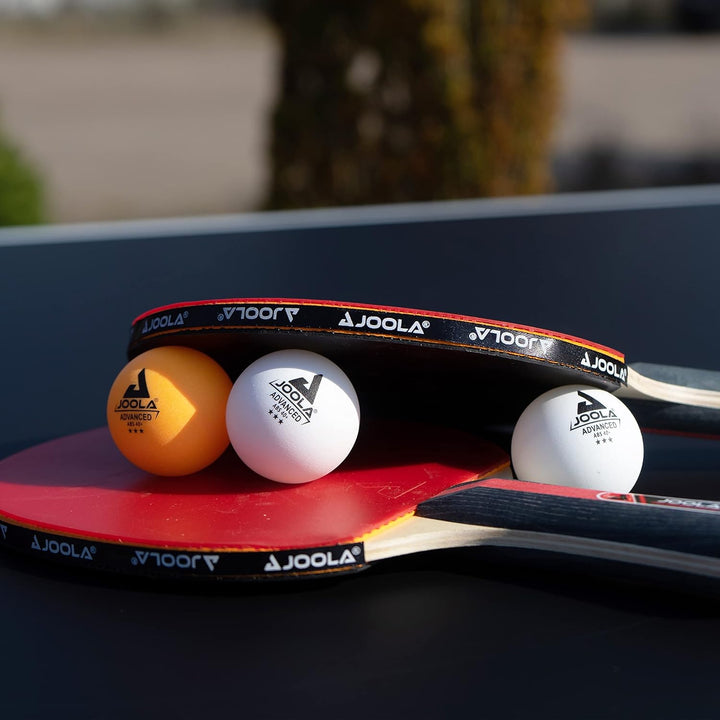 JOOLA Tischtennis Set Rosskopf 2 Tischtennisschläger + 3 Tischtennisbälle 40+mm, rot/schwarz, 5-teil