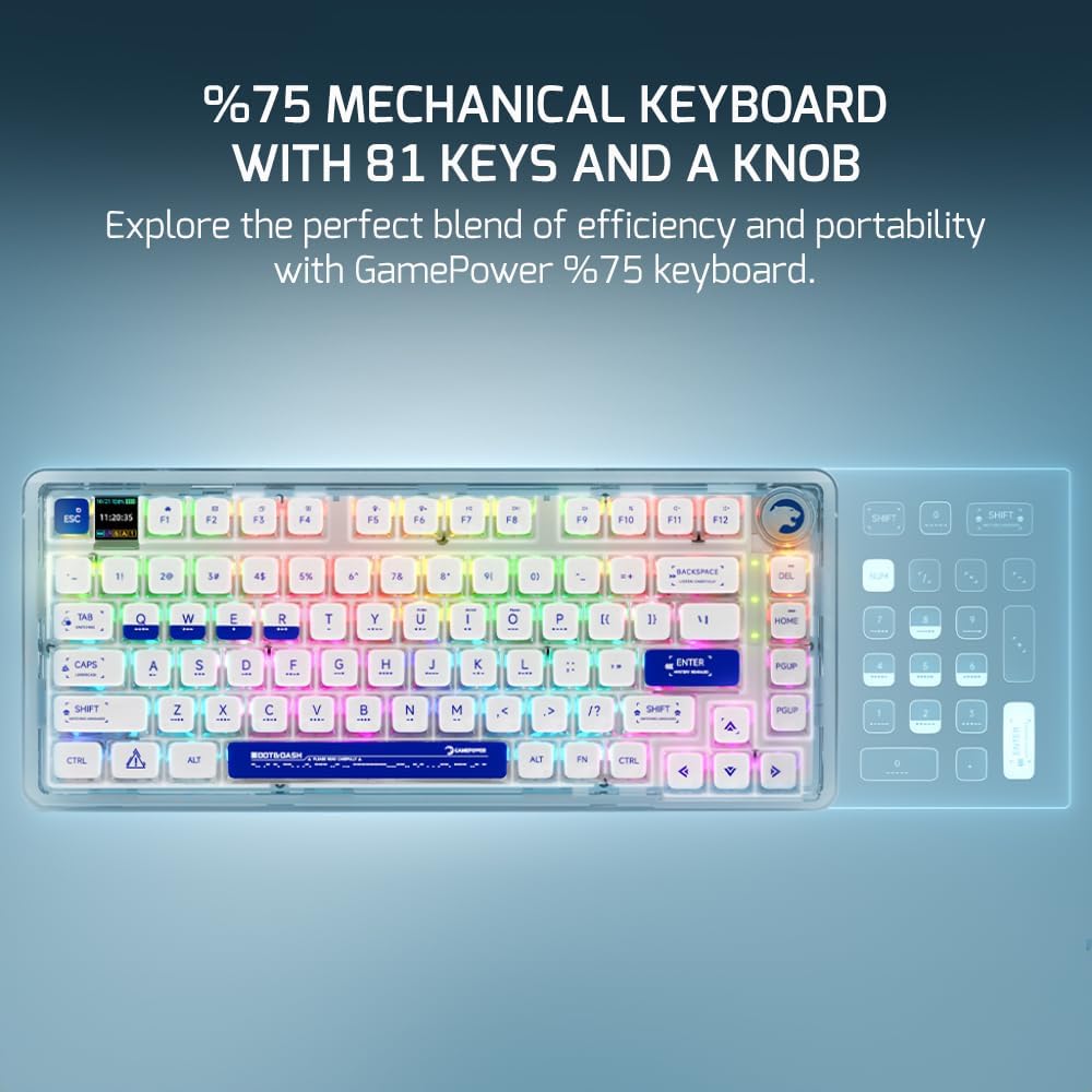 GAMEPOWER Gasket Pro X Kabellose Mechanische Gaming Tastatur, 75% Layout, Triple Mode Wireless, Blue