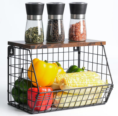 Wawocs Obstkorb Hängend Obstschale Obst Gemüse Aufbewahrung Wand Stapelbar Obstschale Etagere mit Ho