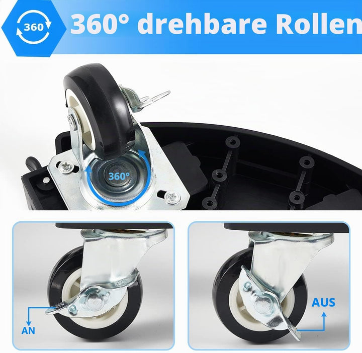 Pflanzenroller Rund mit 8 Rädern, Blumenroller Einstellbar 38-51cm Tragkraft 150kg, Rollbrett Pflanz