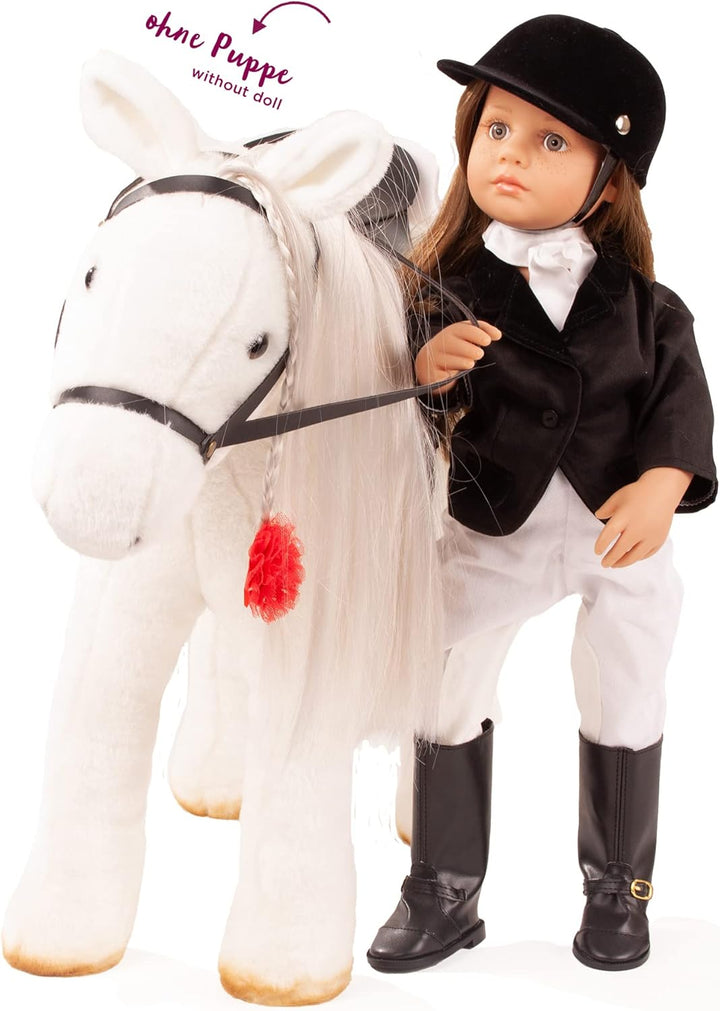 Götz 3403087 Lipizzaner Kämmpferd (Stockmass 37 cm) – weisses Plüschpferd, Höhe ca. 52 cm für Stehpu