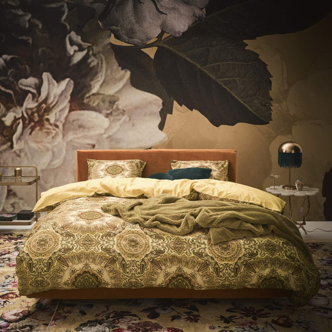 ESSENZA Bettwäsche Cadiz Gold Gelb Ornamente Paisley Satin, Grösse:155 cm x 220 cm, 155 cm x 220 cm