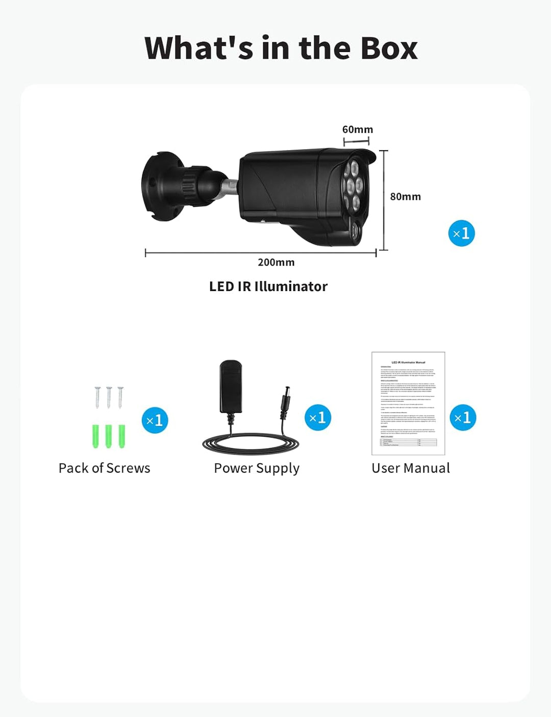 Lonnky 8-LED Infrarotstrahler für IP-Kameras, CCTV und VR (Quest, Quest 2, Quest 3, VR2 Playstation,