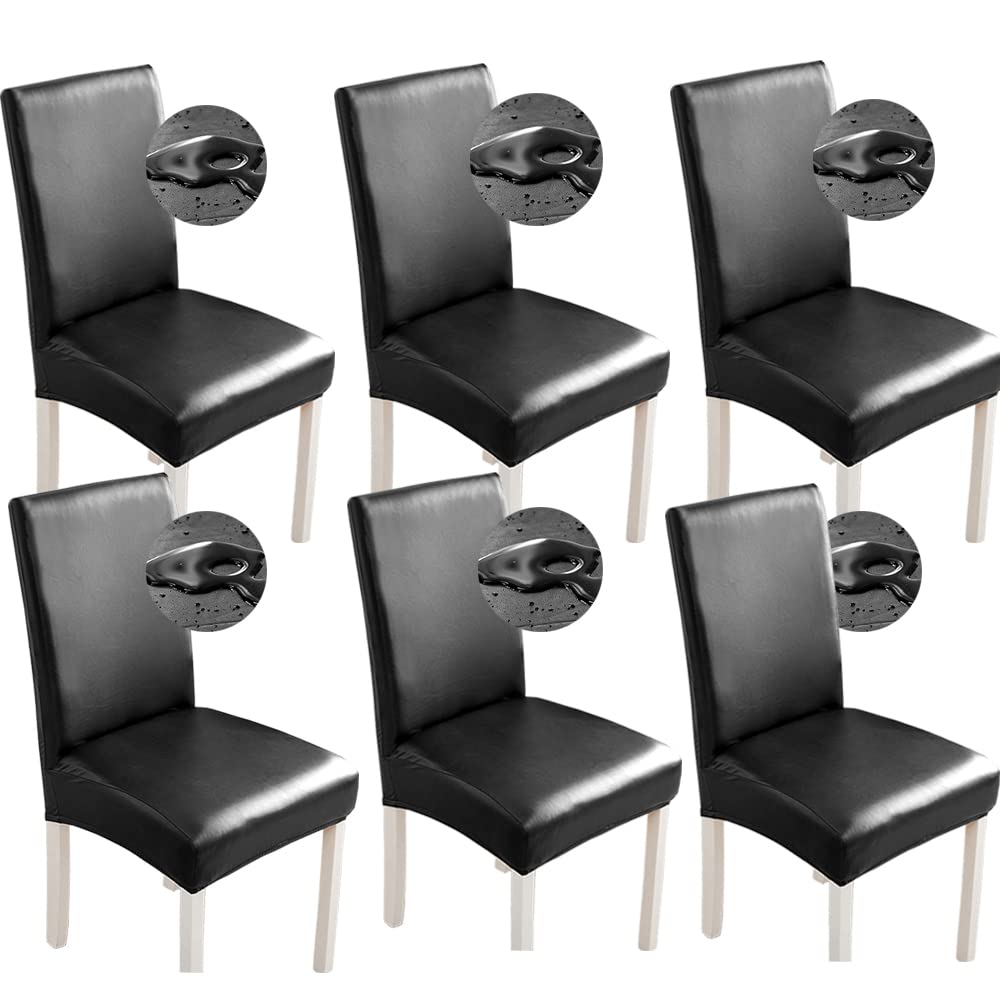 Bestenrose Stuhlhussen 6er/4er PU Leder Stuhlbezug wasserdichte Stretch Esszimmer Stuhlüberzug Stret