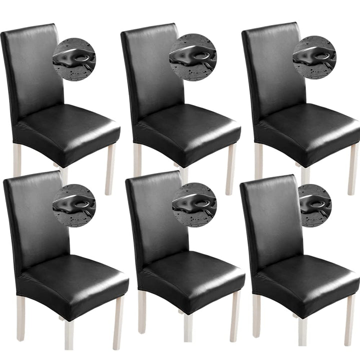 Bestenrose Stuhlhussen 6er/4er PU Leder Stuhlbezug wasserdichte Stretch Esszimmer Stuhlüberzug Stret