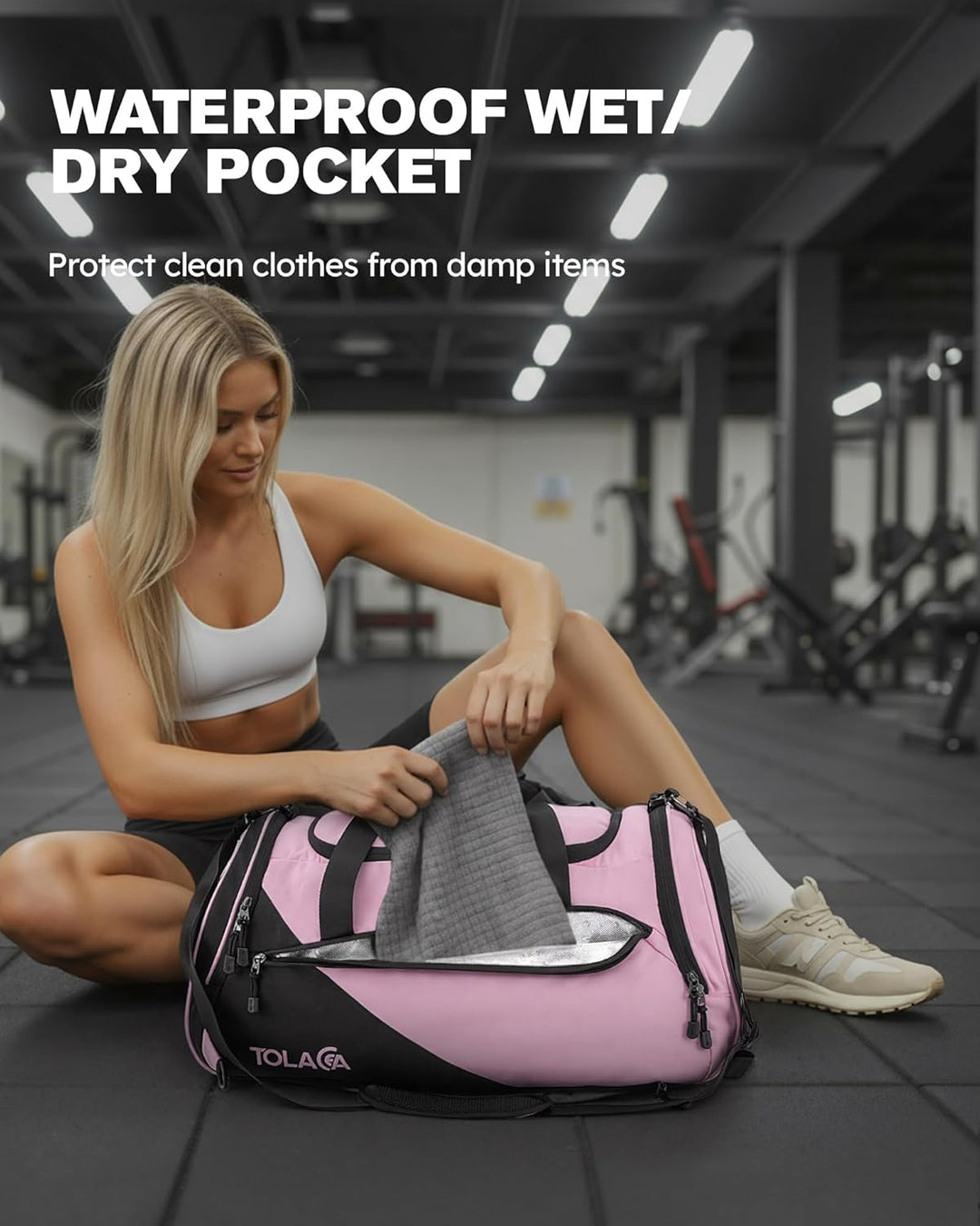 Tolaccea SporttascheDamen und Herren47L – Schuhfach&Nassfach, Rucksack‑Duffel Trainingstasche für Fi