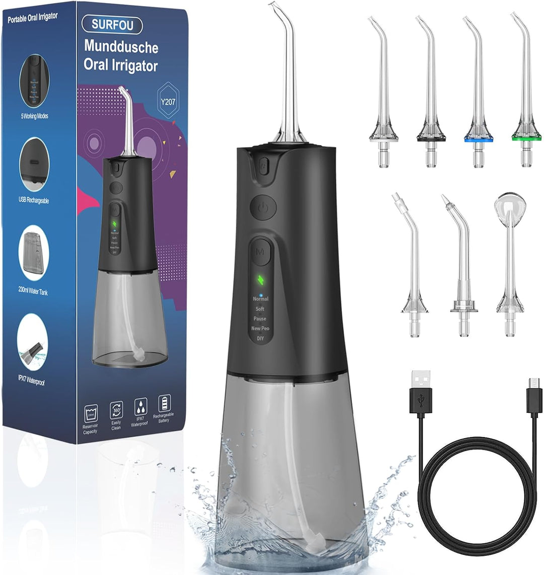 SURFOU Munddusche Kabellos Elektrische Zahndusche Wasser Zahnreiniger, Oral Irrigator Water Flosser