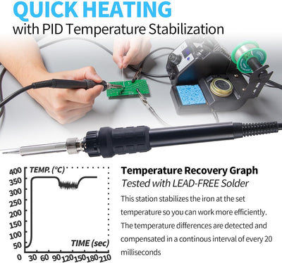 YIHUA 926LED-IV 60W Lötstation 90~480°C lötkolben set mit 2 aufsteckbaren helfenden Händen, Lötdraht