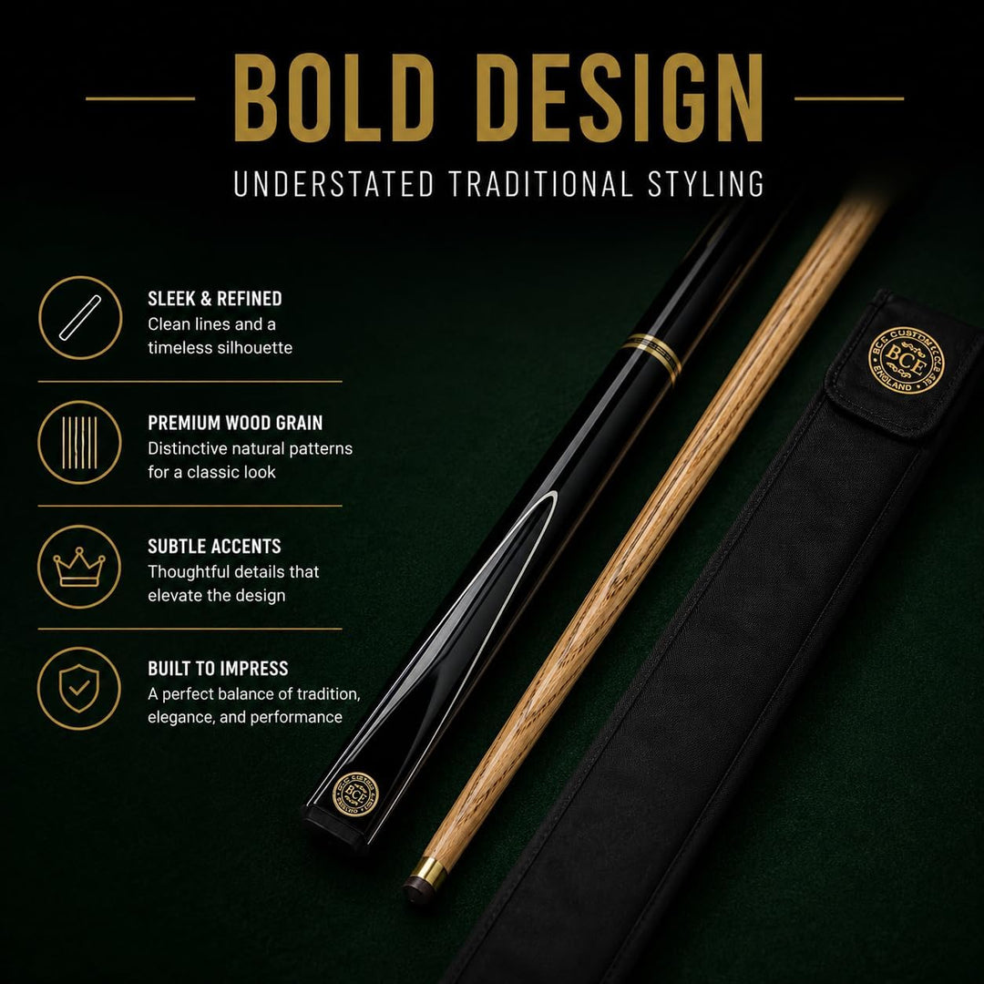 BCE 2 Piece Ash Snooker/Pool Cue - 145cm with 9.5mm Tip