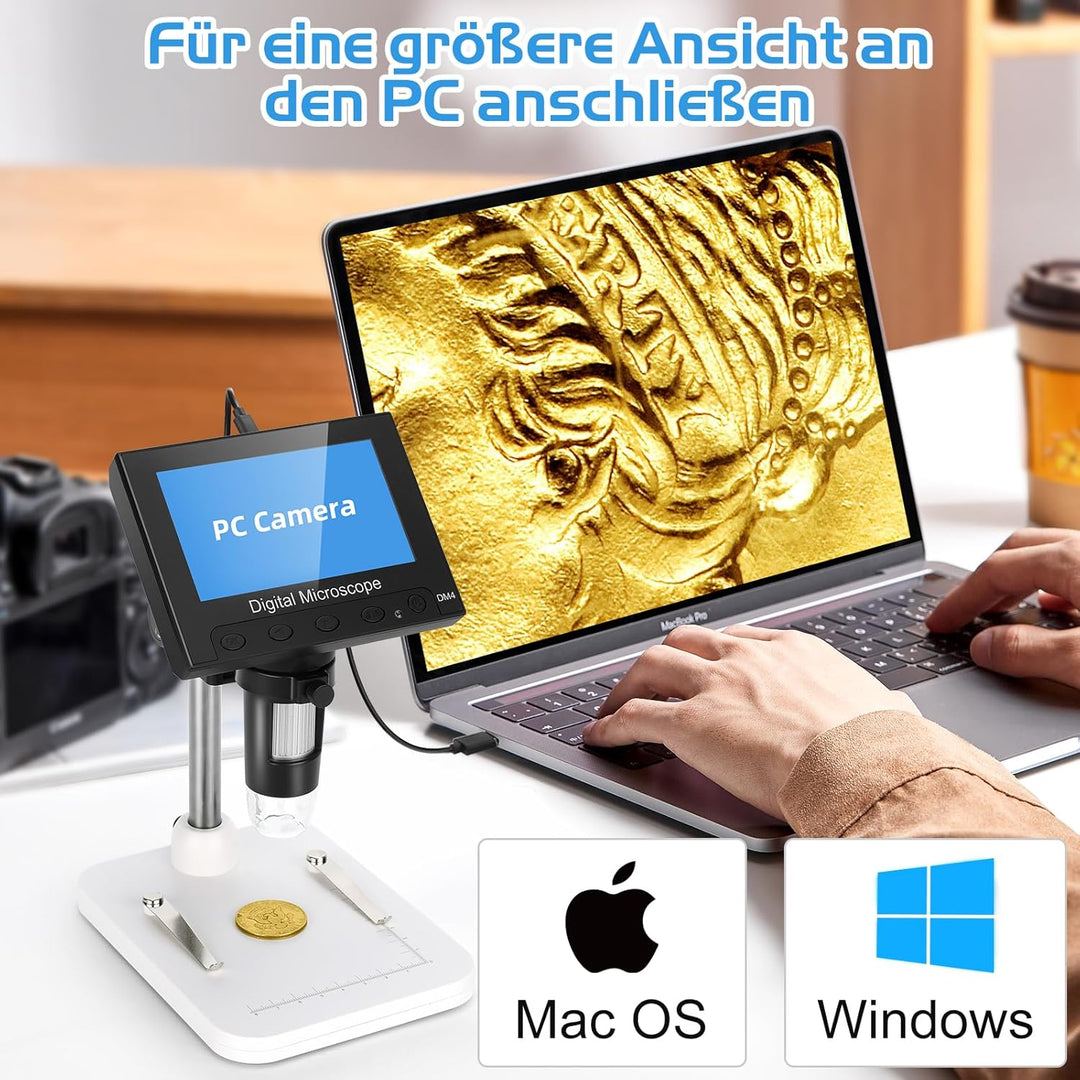 WADEO 4,3 Zoll LCD Digital Mikroskop 1000X, Tragbares Mikroskop für Kinder, USB Digitalmikroskop mit