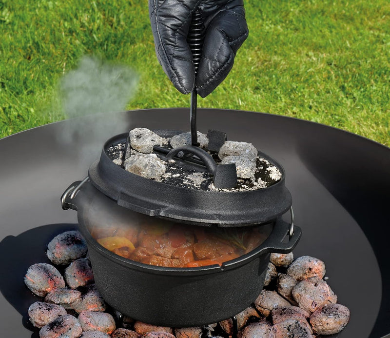 Küchenprofi BBQ Dutch Oven Gusseisen, 5,5L, Ø 30 cm, ohne Füsse, fertig eingebrannter, gusseiserner