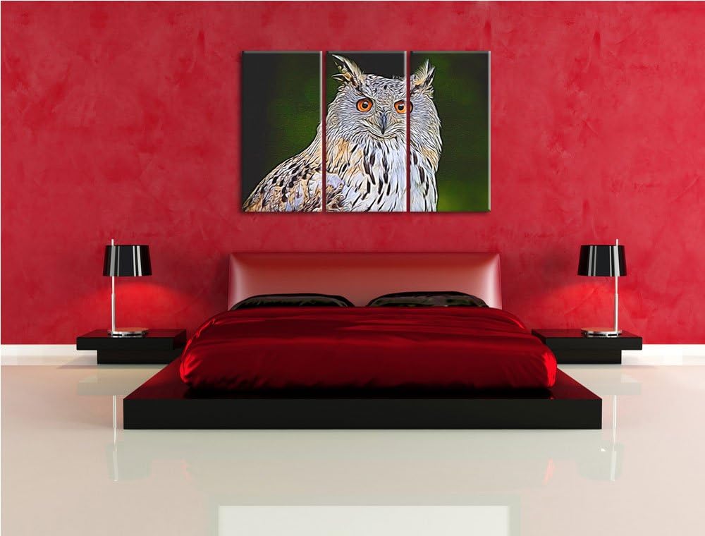 aufmerksame Waldohreule NewArt 3-Teiler Leinwandbild 120x80 Bild auf Leinwand, XXL riesige Bilder fe