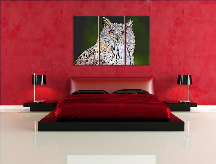 aufmerksame Waldohreule NewArt 3-Teiler Leinwandbild 120x80 Bild auf Leinwand, XXL riesige Bilder fe