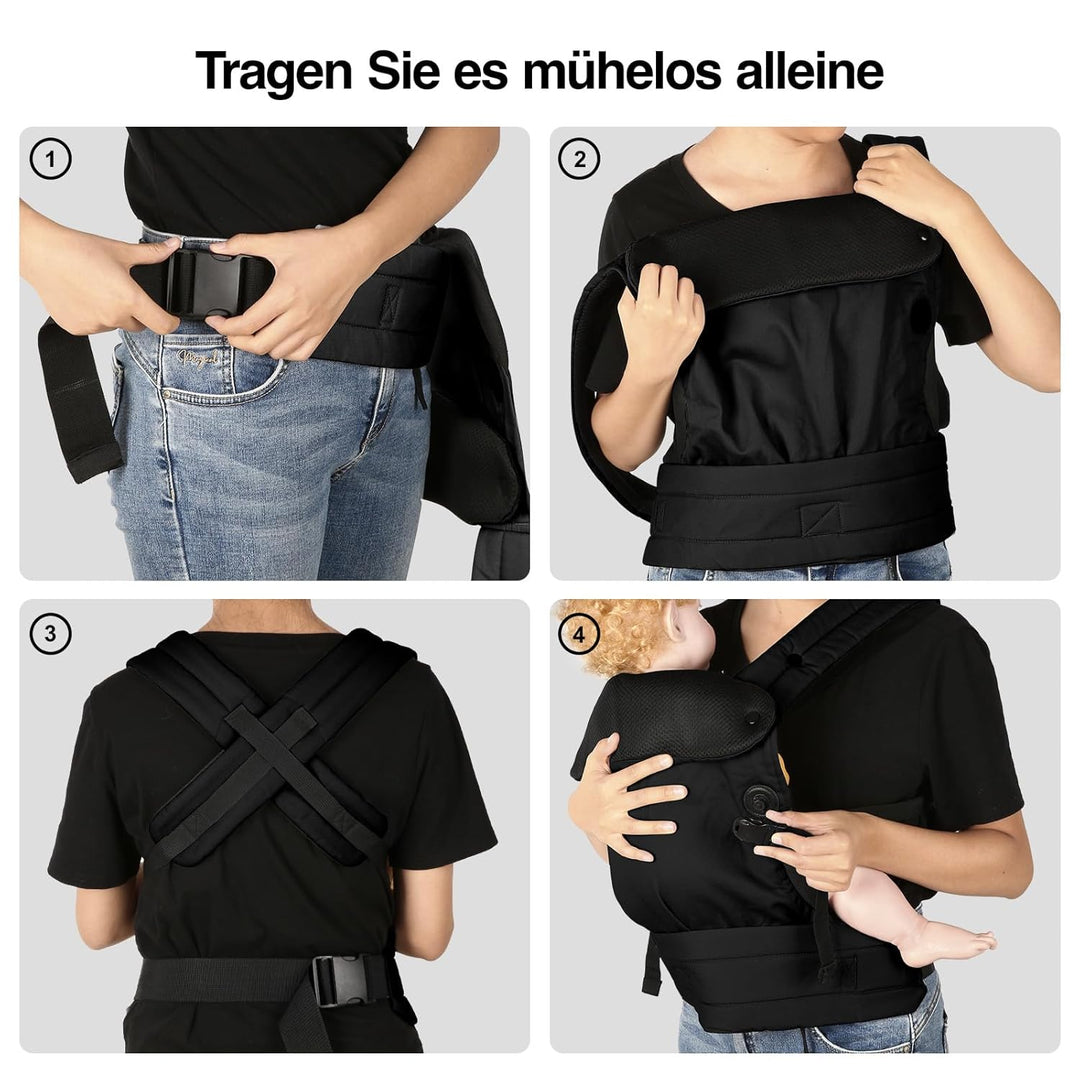 Babytrage für Neugeborene bis Kleinkinder, Ergonomische Bequeme und Leichte Tragetuch, Verstellbare