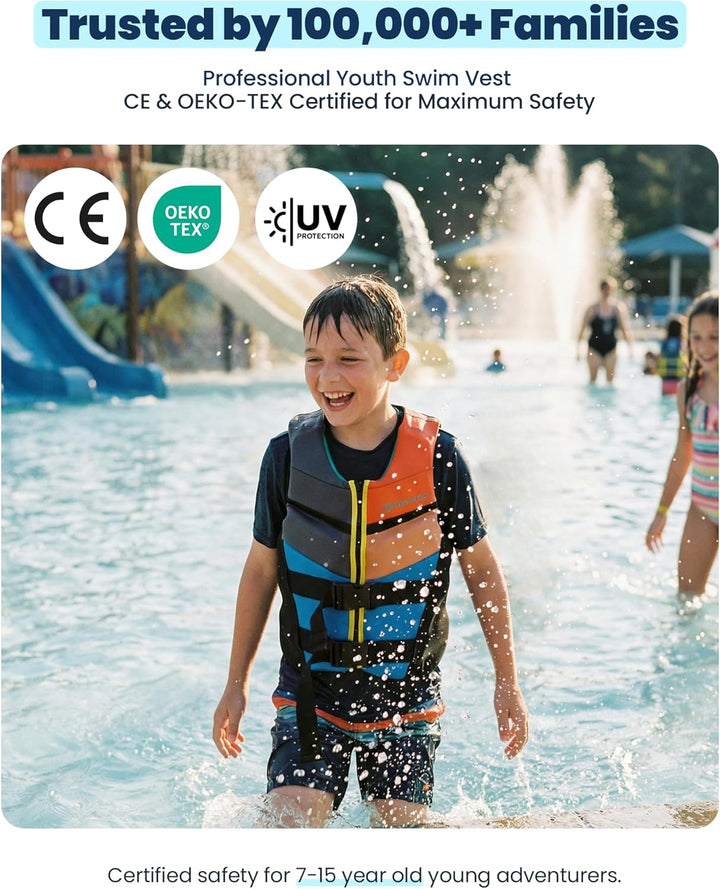 Owntop Schwimmhilfe für Jugend Kinder, Verstellbare Auftriebsweste Unisex, Schwimmweste mit Doppelte