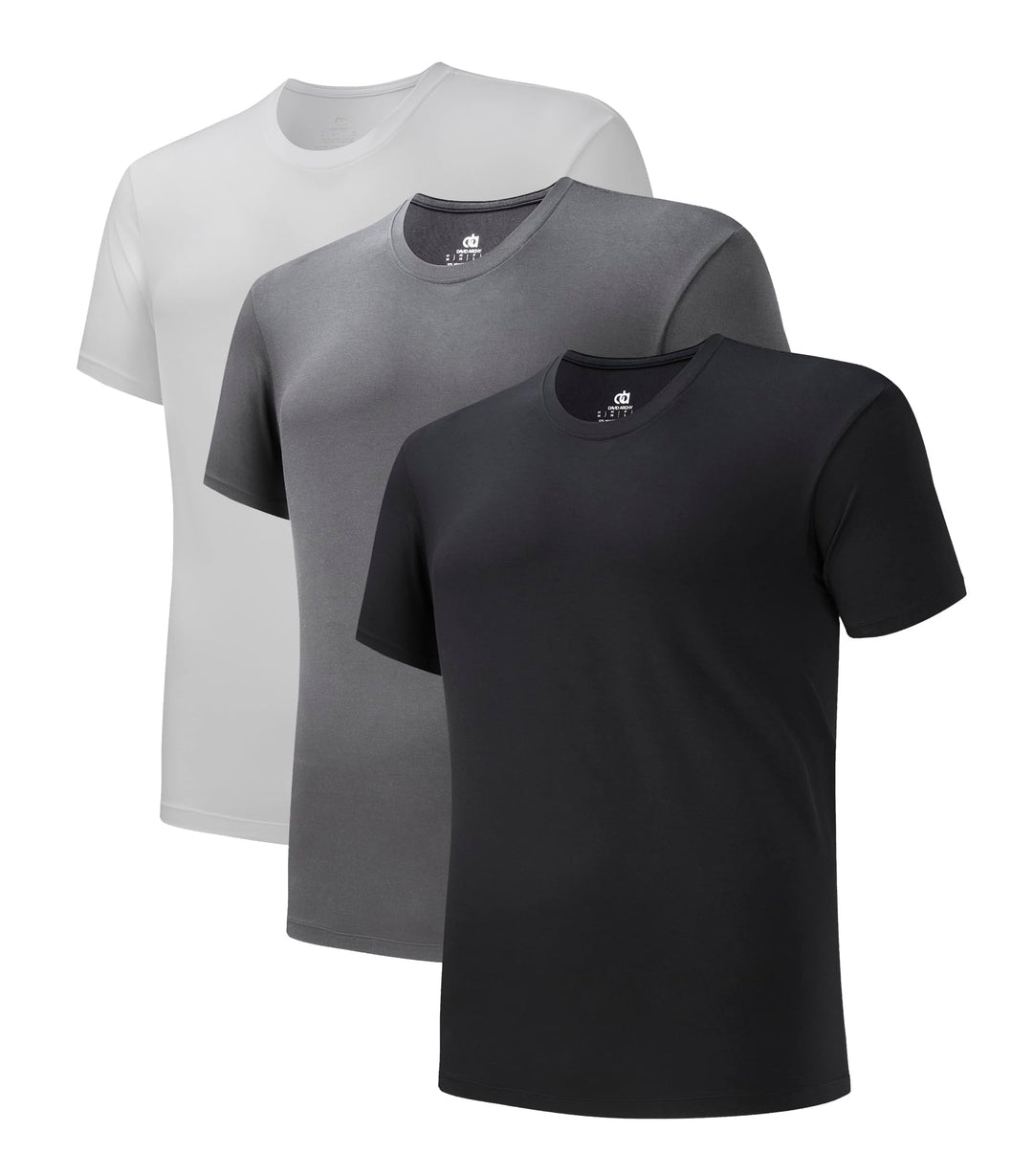 DAVID ARCHY Herren Unterhemden Business aus Micro Modal Tshirt Herren,3er Pack S Rundhalsausschnitt-