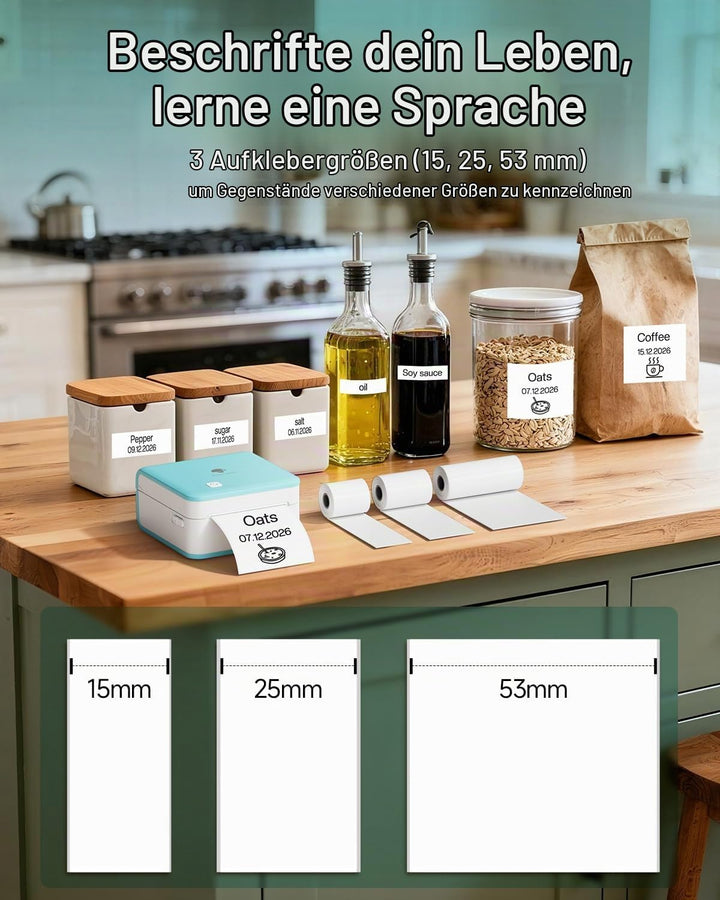 Phomemo Mini Drucker, P2S Aufkleber Drucker 300 DPI Mini Thermodrucker Bluetooth Fotodrucker, Studen