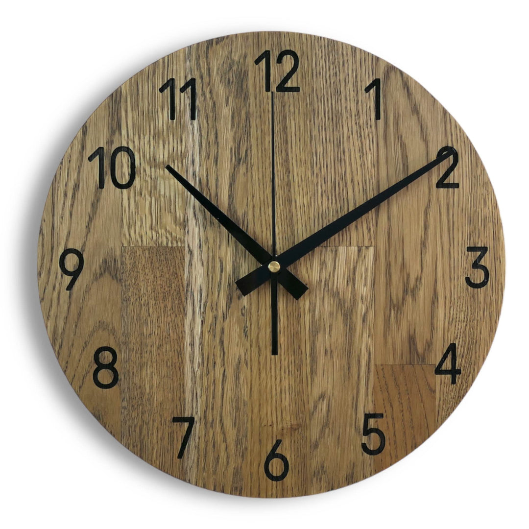 SENTOP Wanduhr aus Holz MAS002, Wanduhr aus Eiche, Moderne Wanduhr, Heimdekoration, Wanduhr aus echt