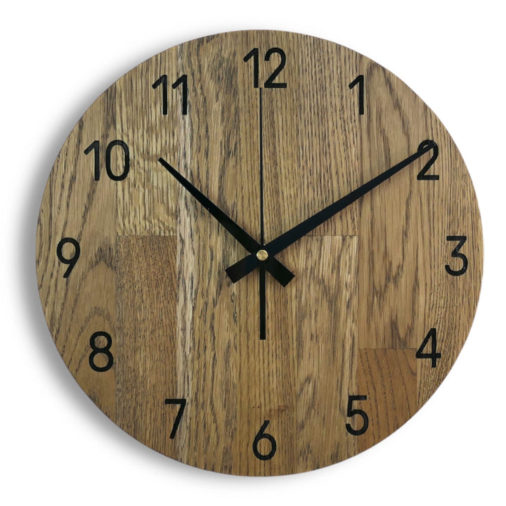 SENTOP Wanduhr aus Holz MAS002, Wanduhr aus Eiche, Moderne Wanduhr, Heimdekoration, Wanduhr aus echt