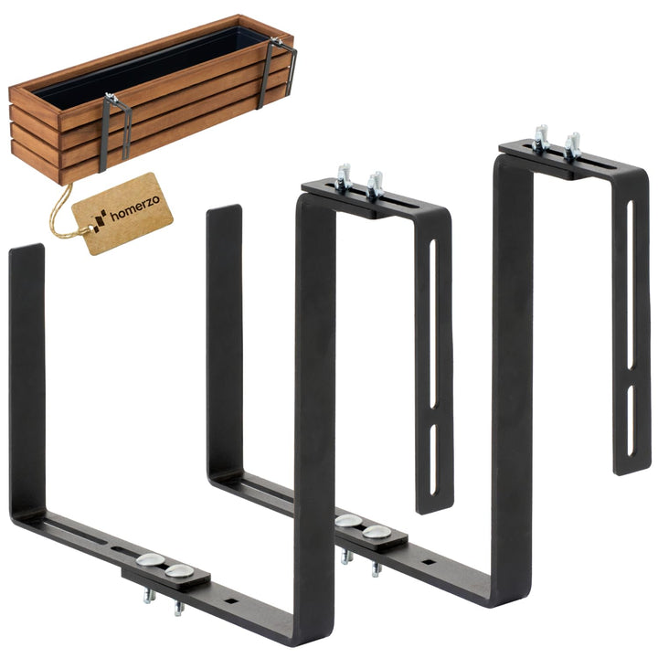 Balkonkastenhalter 2er Set – Extra Stabil (5mm massiv) & Verstellbar (15-24cm) – Massive Blumenkaste