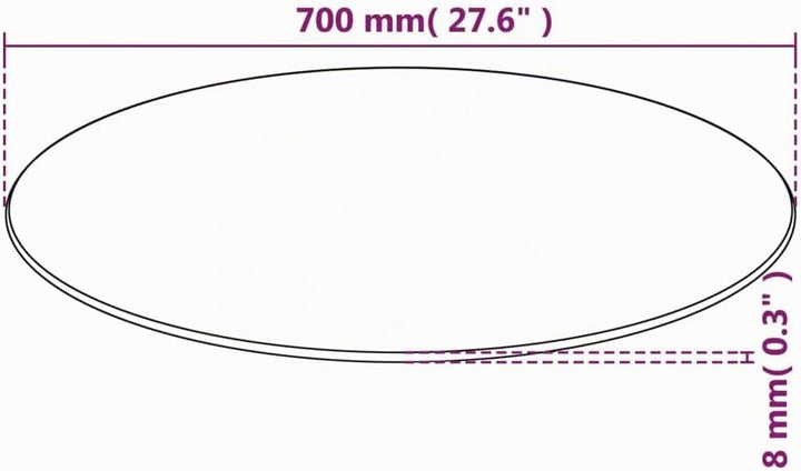 vidaXL Tischplatte Gehärtetes Glas Rund 700mm Glasplatte für Esstisch Tisch Ø 70 cm Schwarz, Ø 70 cm