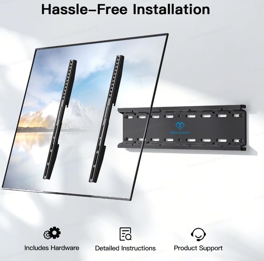 PERLESMITH TV Wandhalterung, TV Halterung Ultraslim Universal für 26-75 Zoll Flach &amp; Curved Fernsehe
