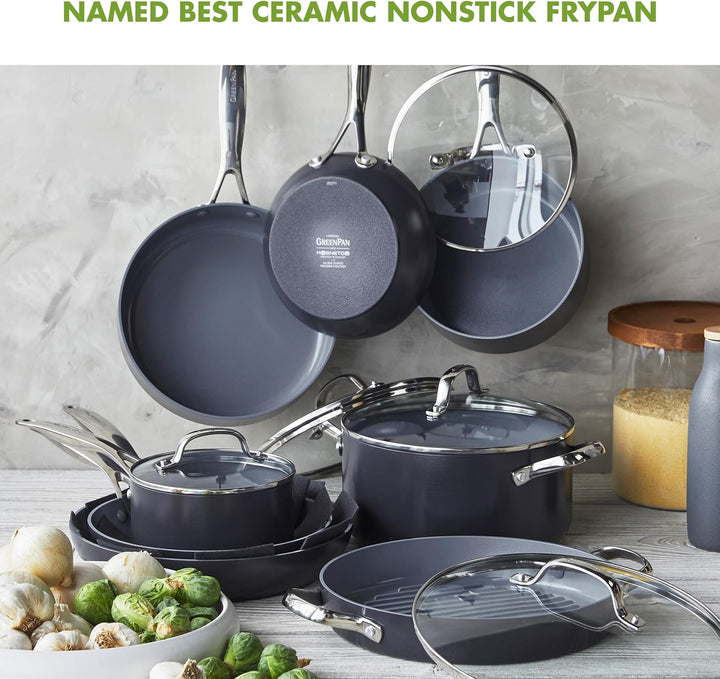 GreenPan Valencia Pro Harteloxierte Gesunde Keramik Antihaft 18 cm / 2 Liter Stielkasserolle mit Dec