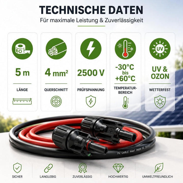 Offgridtec 5m 4mm² Solar-Verlängerungskabel mit Solarstecker, 5m