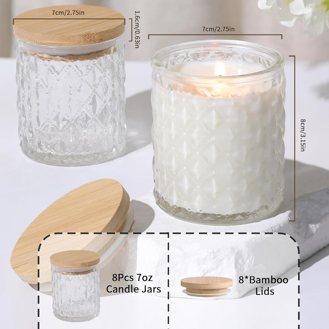 LETINE 6 Stück Kerzengläser zum Befüllen, 200ml Klarem Kerzengläser mit Deckel, Kerzen Selber Machen