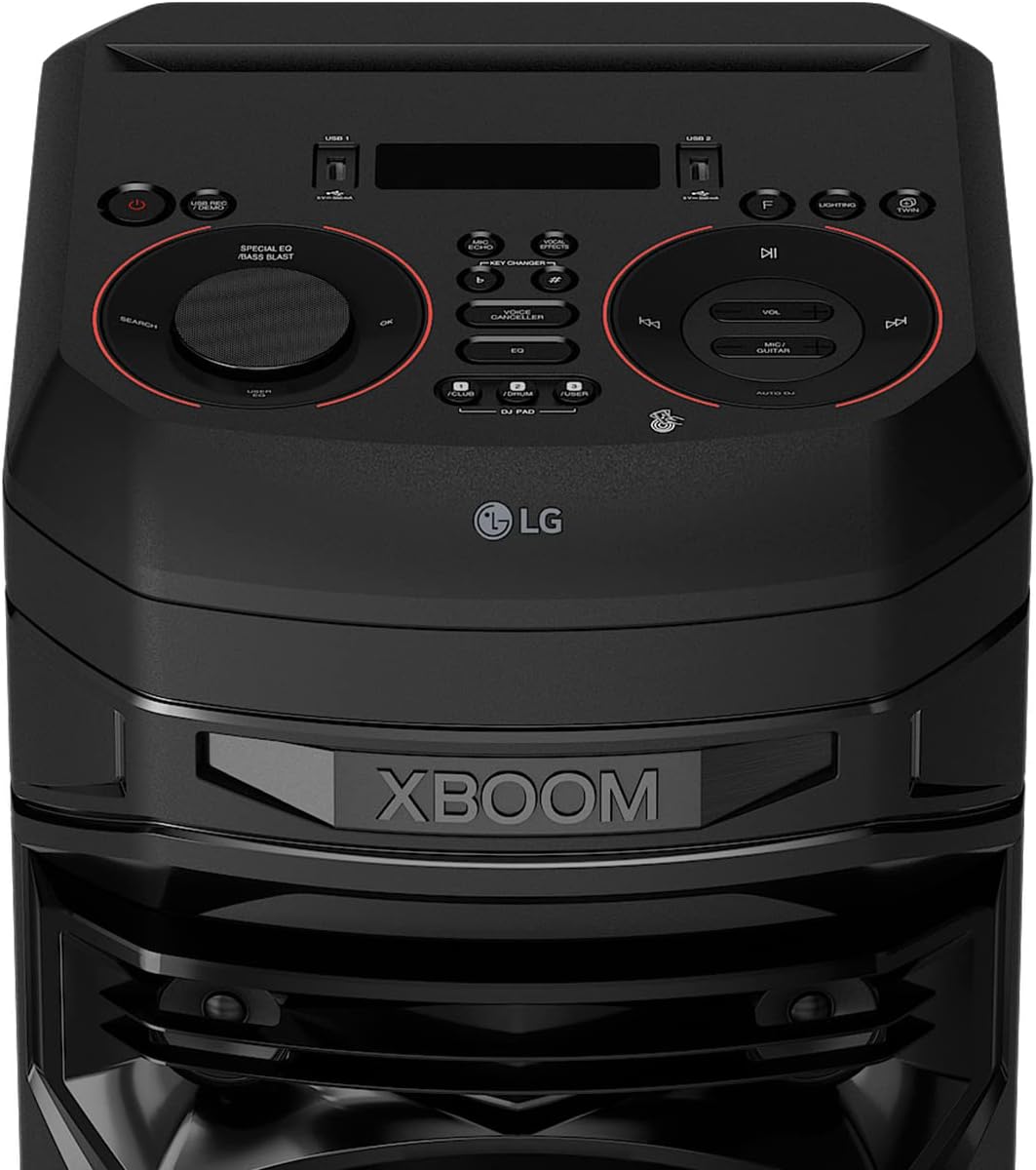 LG XBOOM RNC5, 2-Wege-Soundsystem mit 3 Lautsprechern (Karaoke- & DJ-Funktionen, Beleuchtung), Schwa