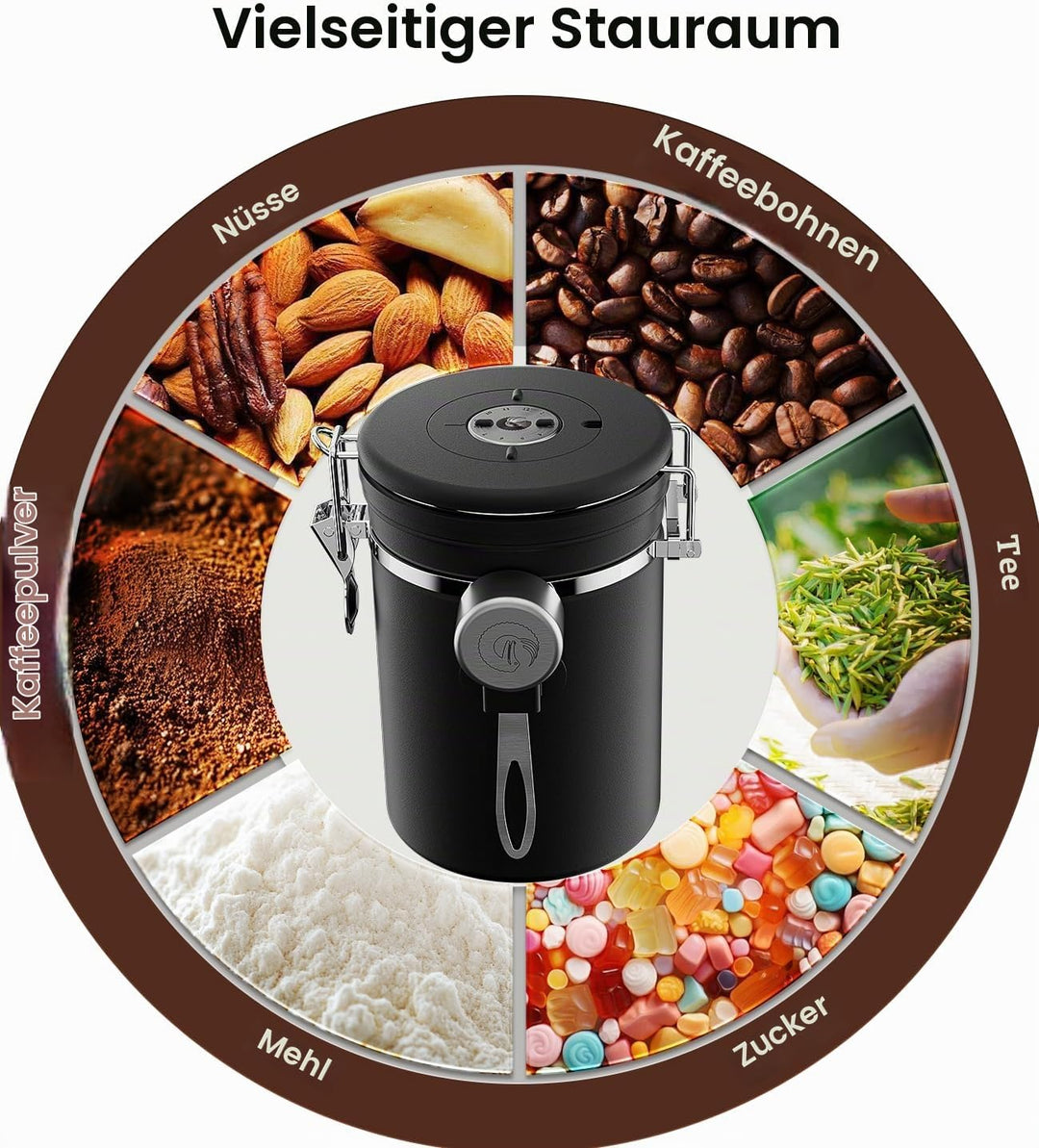 Coffee Gator Kaffeedose Edelstahl, Luftdicht Vorratsdose mit Deckel, Datum Tracker, CO2-Freigabevent