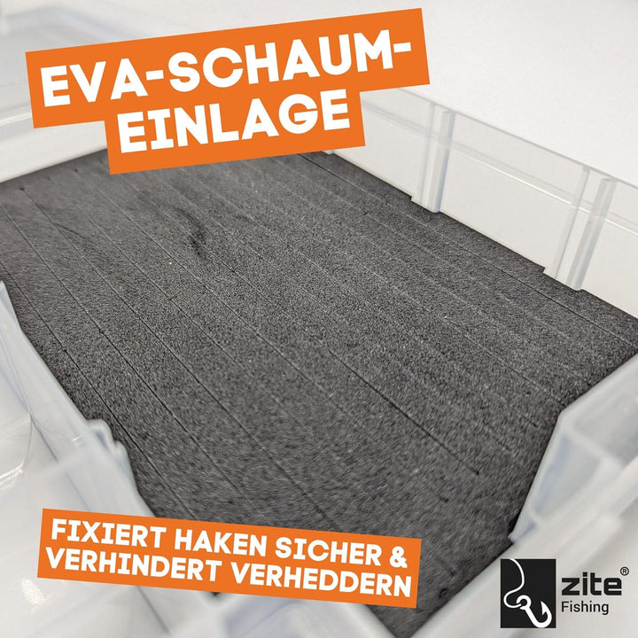 Zite Fishing Köderbox Angeln Set für Jigs & Kunstköder 3 STK | Flache Sortierbox mit EVA-Schaumeinla