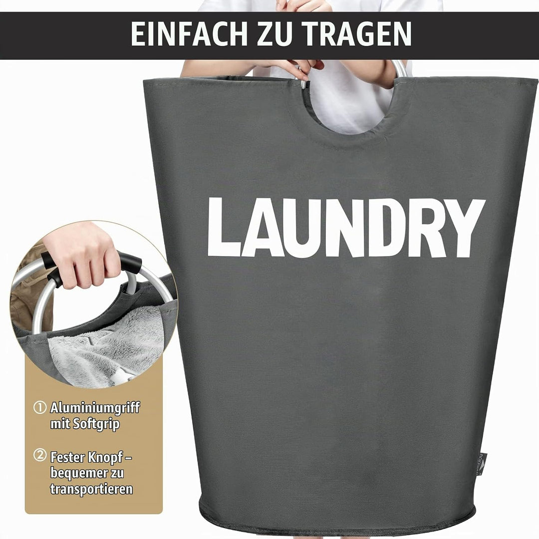 DOKEHOM 160L Grossen Faltbare Wäschekörbe (7 Farben), Zusammenklappbaren Wäschesäcke, Kleider Tasche
