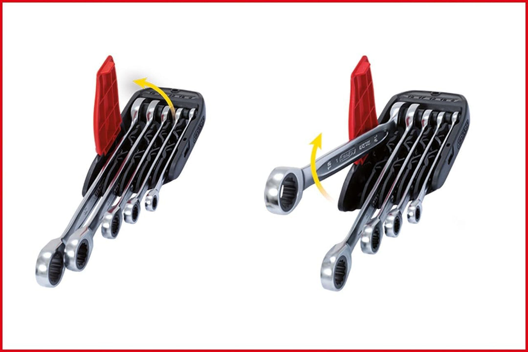 KS Tools 503.4255 GEARplus® Ratschenringmaulschlüssel-Satz, abgewinkelt, 5-tlg. 8-19mm