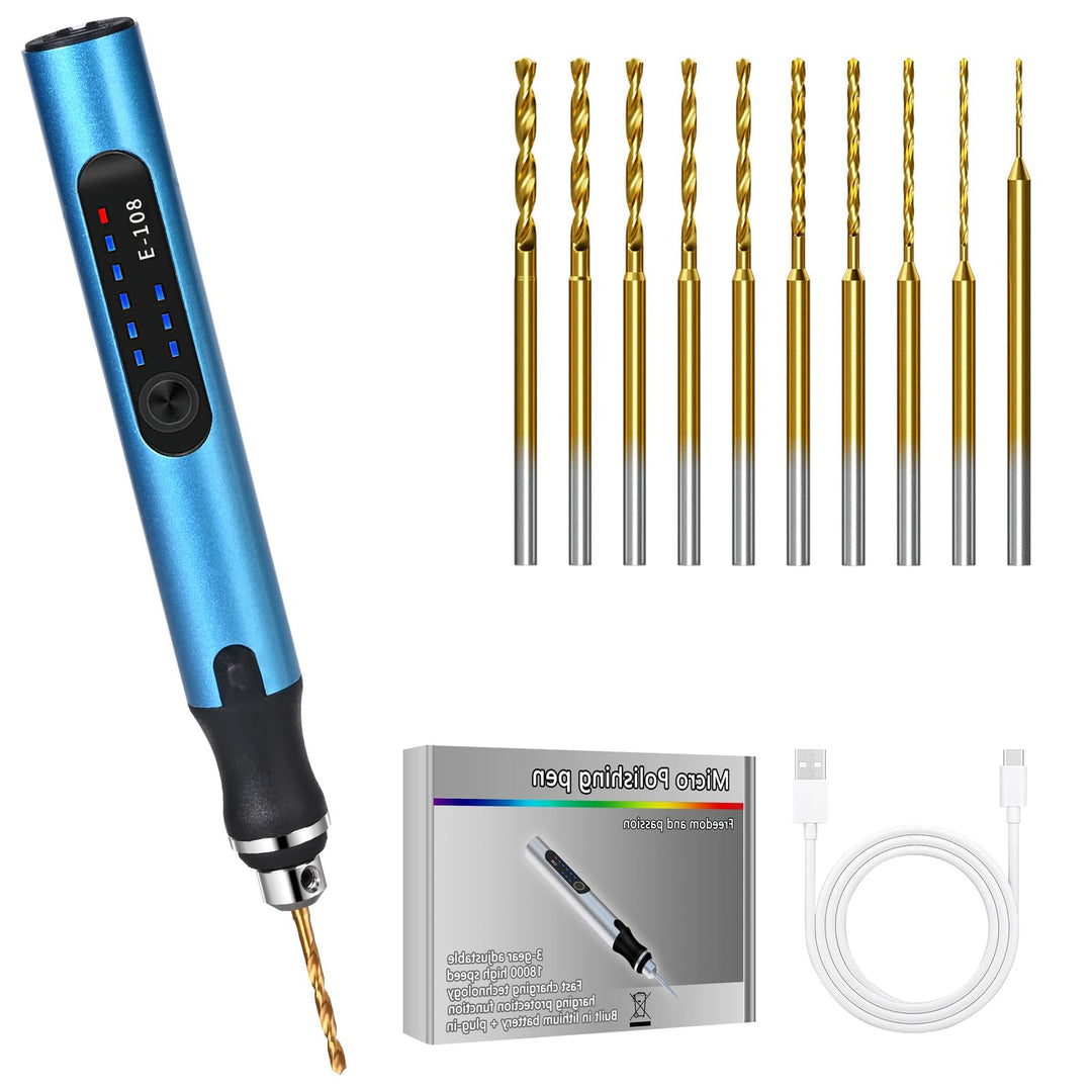 Handbohrer Elektrisch, Vankarr 3-Gang DIY Bohrer Wiederaufladbare Bohrmaschine mit 10 Bohrer, für Mo