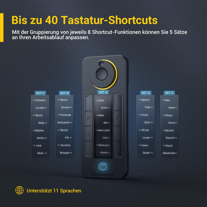 Xencelabs Quick Keys Fernbedienung mit Display für Grafiktablett, Zeichentablett, Wireless Hotkeys S