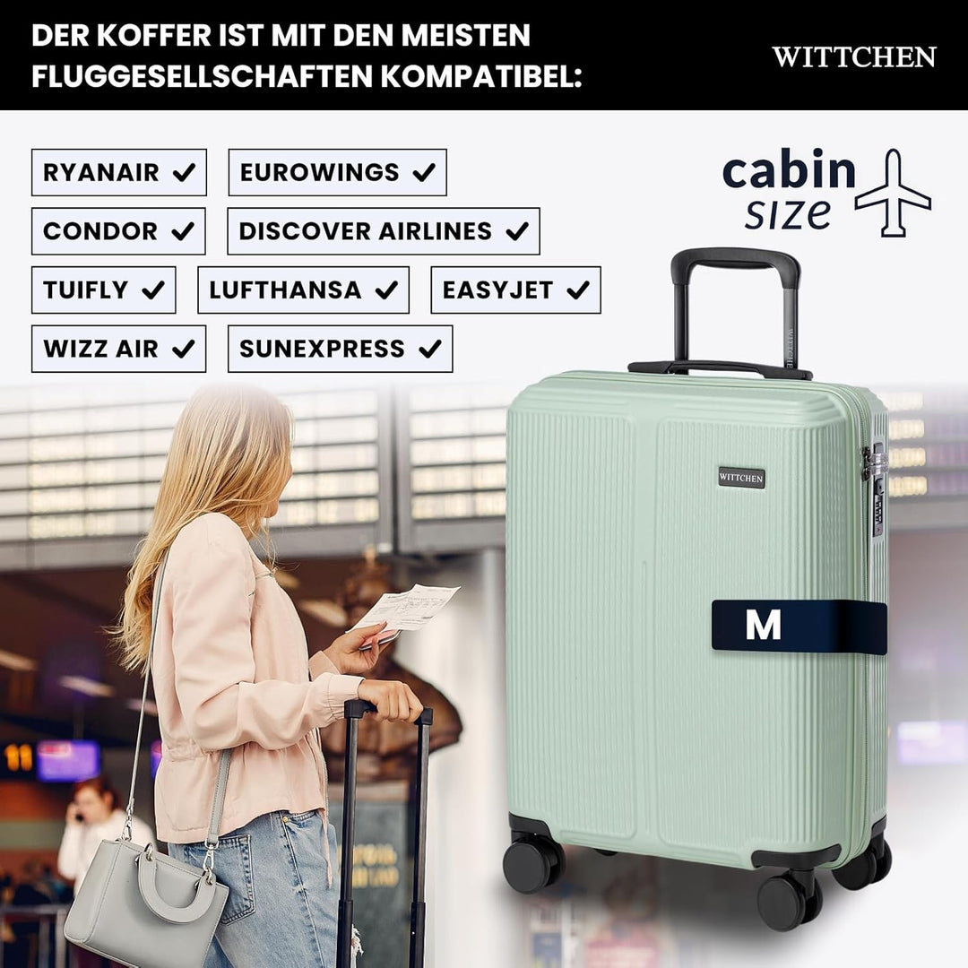 WITTCHEN Stripes Line | Kabinenkoffer 55 × 39 × 20 cm (M) | Hartschale ABS handgepäck Koffer 36 l, 4