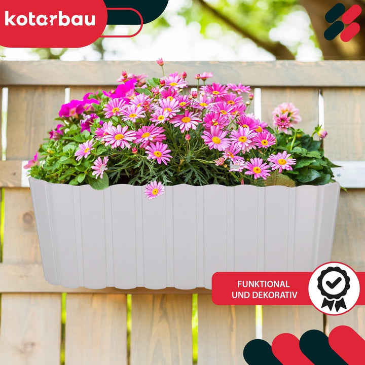 KOTARBAU® 6er Set Blumenkasten für Balkon - 40 x 15 x 15 cm - Blumenkasten für Balkongeländer - Balk