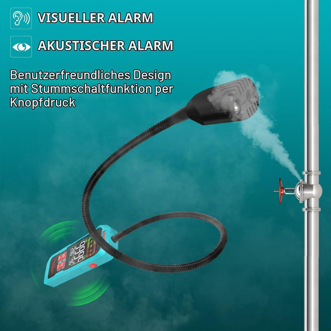 Kiprim Gasmelder Mit Verlängertem 40cm Schwanenhals, PPM Oder%LEL Echtzeit-Gaskonzentrationsanzeige,