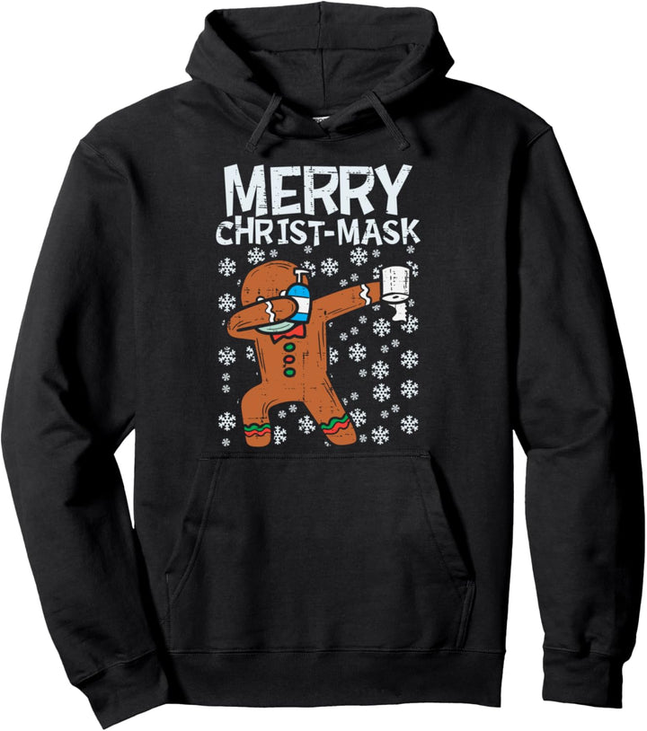 Merry Christ-Mask Gingerbread Dab Ugly Xmas Quarantine Gift Pullover Hoodie